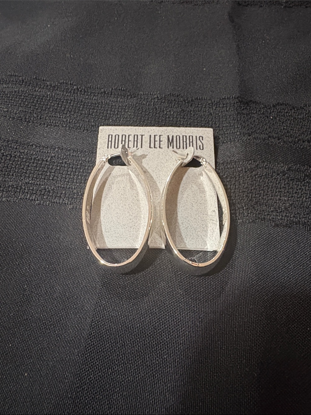 Robert Lee Morris Polished Silver Oval Hoop Earrings